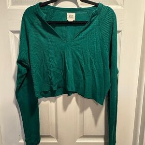 BDG Green Long Sleeve Crop Top